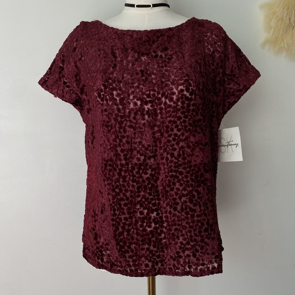 VTG Jessica Tierney Womens Y2K Velvet Burnout Top Size 6 Fairy Grunge Whimsigoth